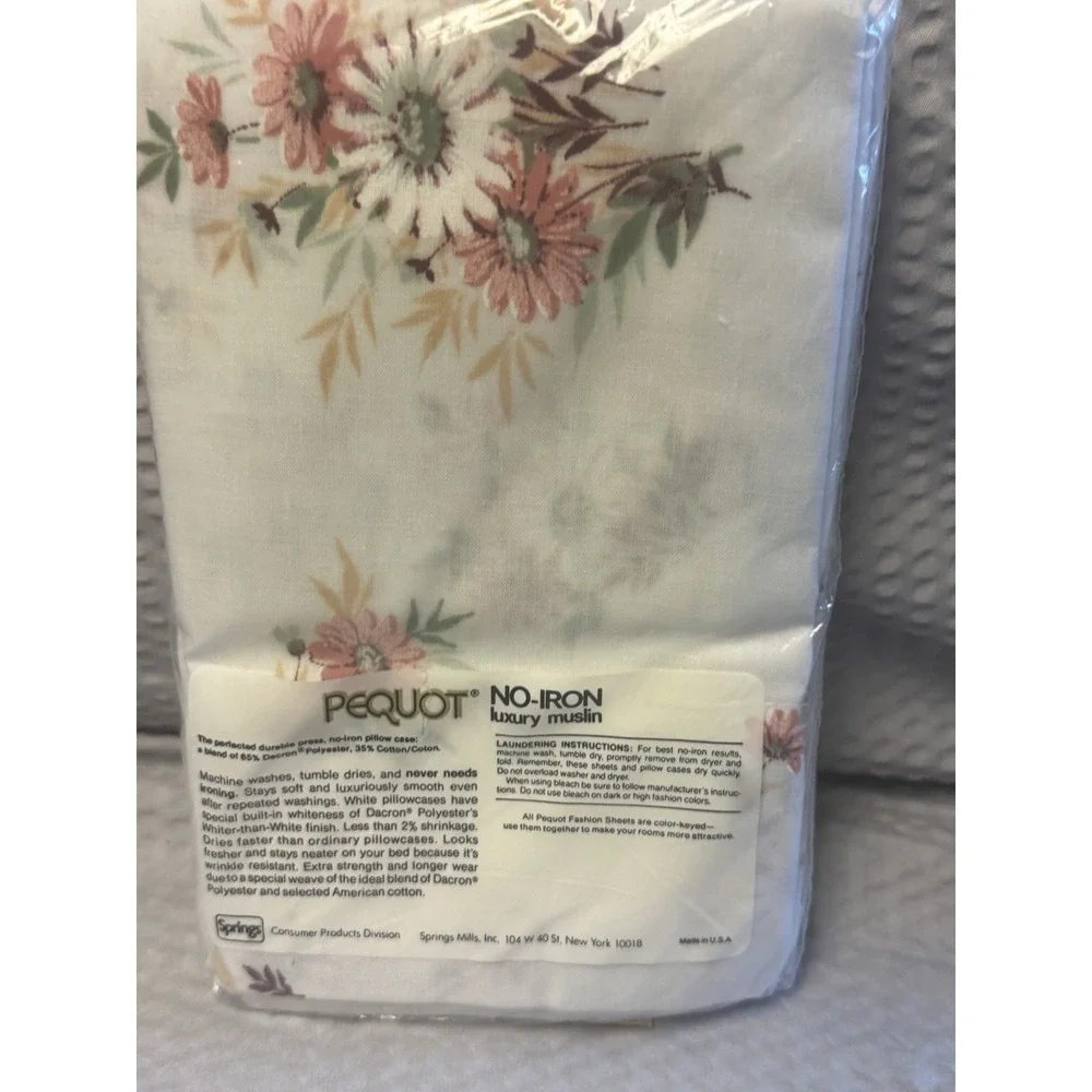 Pequot NOS Vtg Standard Pillowcases 2-Pack Muslin Cotton/Poly Blend Made in USA